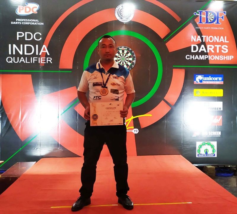Vikehelie Suohu at the Joint 9th (Open Singles) IDF National Darts Championship in 2019.